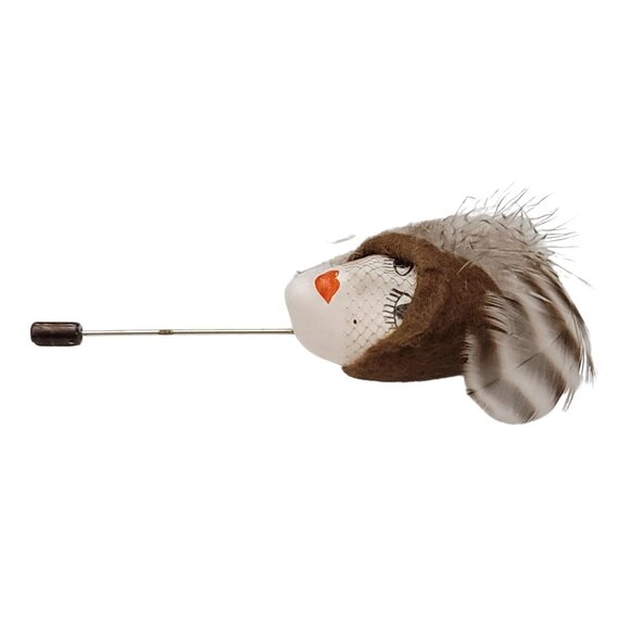 French Flapper Girl Vintage Feather Stick Lapel Pin, Made in France K412 - Picture 2 of 8